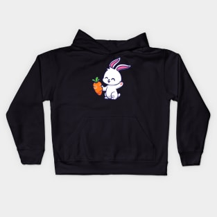 Cute Rabbit Holding Carrot Cartoon Kids Hoodie